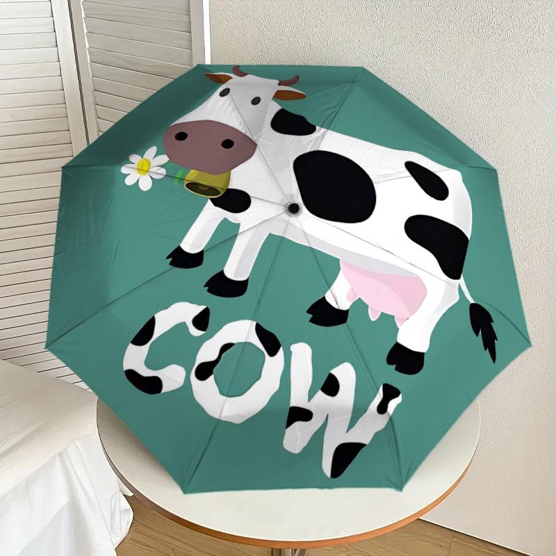1PC cow flowerUmbrella-8-Rib Reinforced, Automatic Open, Lightweight & Durable, Cute Fashion Accessory for Outdoor-P187