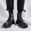 Autumn Martin boots Men's British high-top boots New mid-top leather shoes Black tooling Chelsea short boots