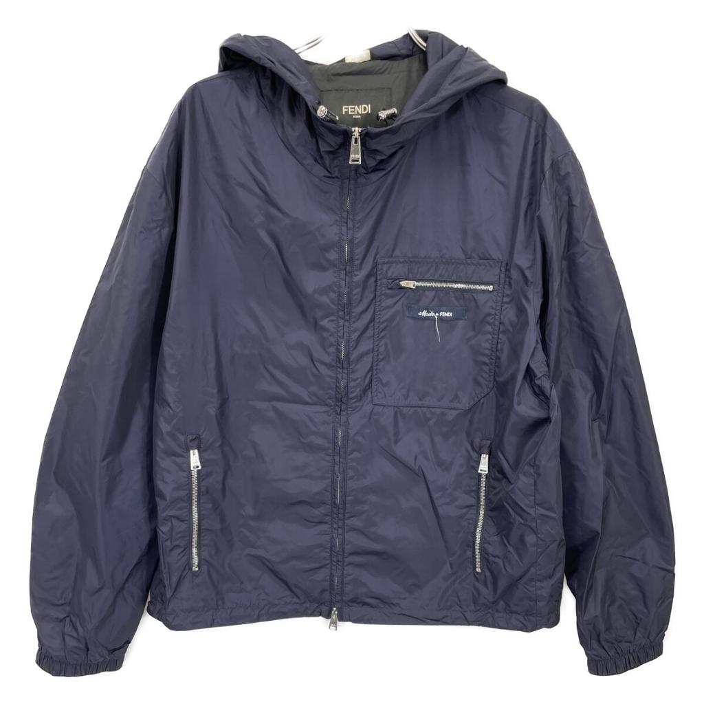 Fendi 2011 Sonbahar/Kış 1310 AR9H Lacivert FENDI Üretimi Naylon Fermuarlı Parka Ceket 50 Lacivert Kullanılmış