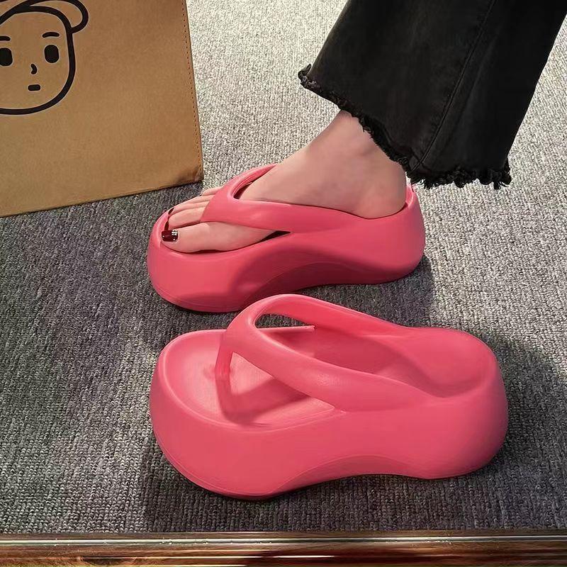 Fashion Pantoufles d'été pour femmes, tongs en caoutchouc, plate-forme, sandales de plage, mode basse, sabot hawaïen massag, 2024