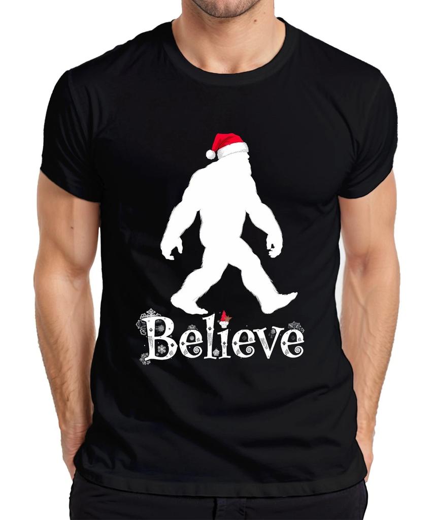 Believe Sasquatch Santa Weihnachtskappe Bigfoot Yeti Weihnachtlich Herren T-Shir