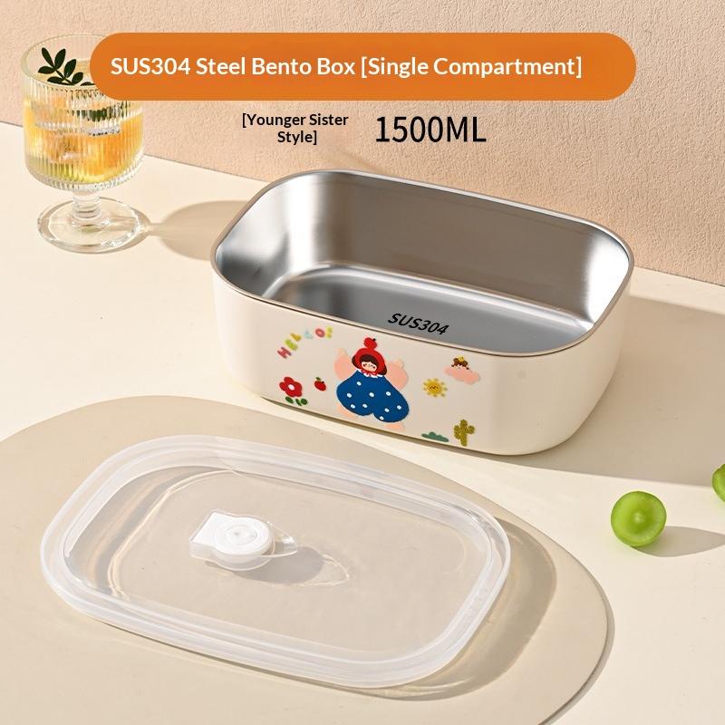 1Pcs Cartoon Pattern Heat Preservation Lunch Box Microwaveable Stainless Steel Partitioned Lunch Box For Student Office Use