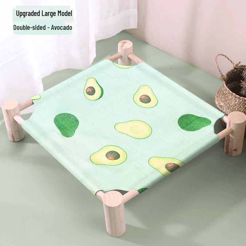 Breathable Pine Wood Rattan Woven Folding Pet Bed - Moisture-proof, Removable, Washable, Four Seasons Style.