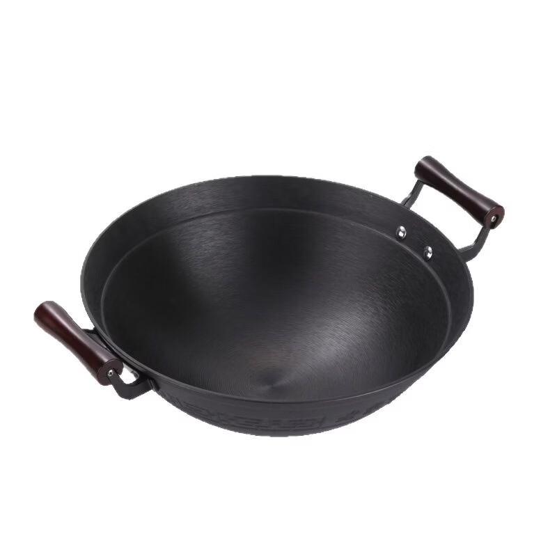 Dian Rui En Handmade Cast Iron Wok with Double Handles