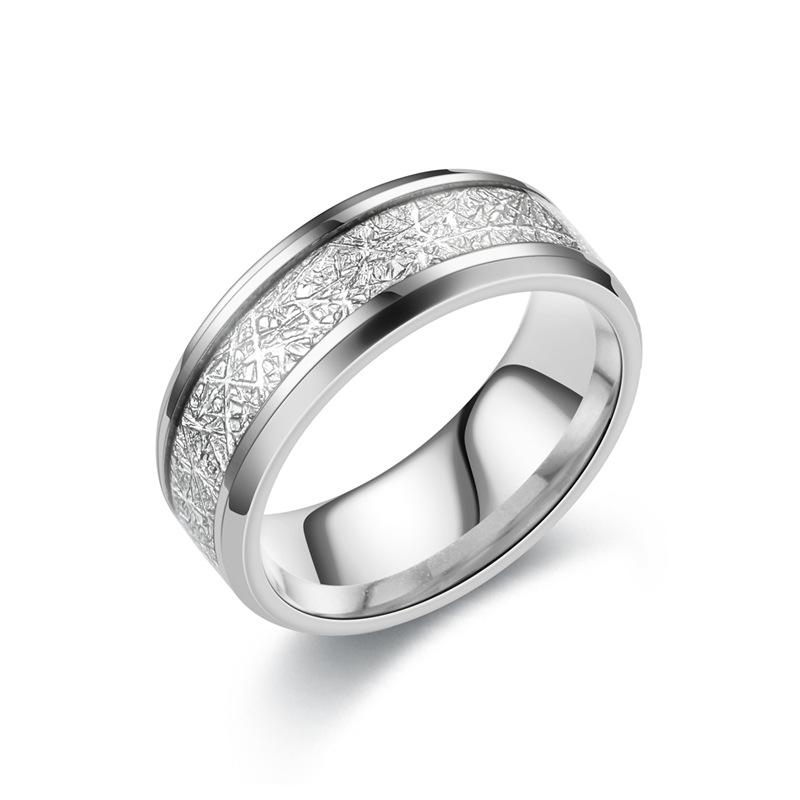 Men's Titanium Steel Rime Silk Pattern Ring - European & American Fashion Jewelry