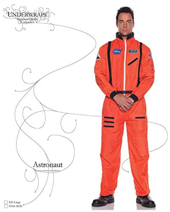 Astronaut Adult Halloween Costume for One Size (Orange) Costume. Adults. Size (Standard).