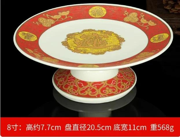 1 Pcs Ceramic Colored Painting for Fruit Plate Lotus Flower High Leg  Sum Tribute Dish Buddhist Hall Supplies Buddhist Offerings