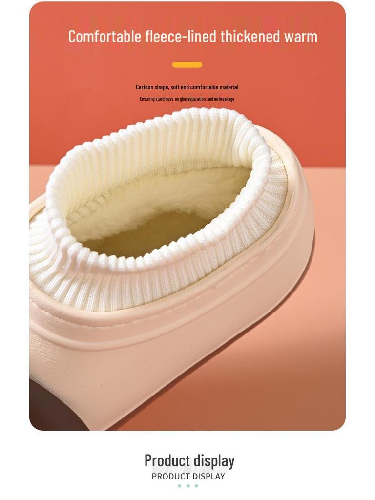 Zapatillas de Algodón para Mujer con Ojos Grandes de Perro 2025: Usable al aire libre, Antideslizante, Punta cerrada, Cálido, Grueso, Aumenta la altura, Suela blanda