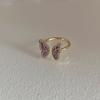 Butterfly Ring Female Niche Design High Sense Unique Ring Pearl Bow Hepburn Style Vintage Index Finger