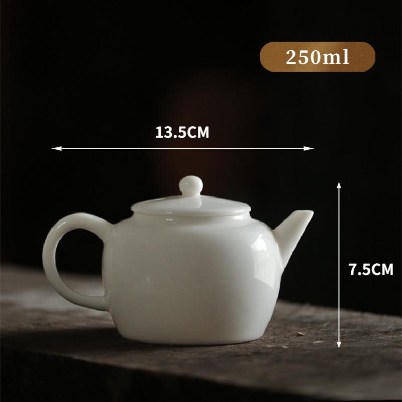 

Белый фарфоровый чайник Dehua, 250 мл, горизонтальный горшок ручной работы с фильтром, керамический чайник, небольшой горшок, бытовой набор чайной посуды кунг-фу 13.5x7.5cm 250ml