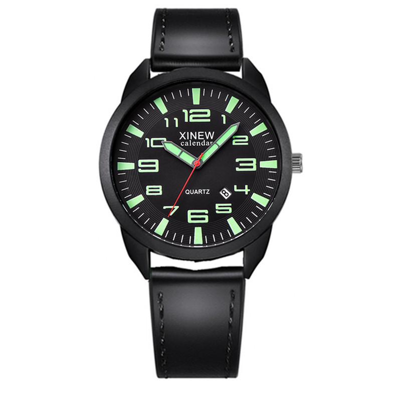 

Мужские кварцевые часы XINEW с кожаным ремешком и датой