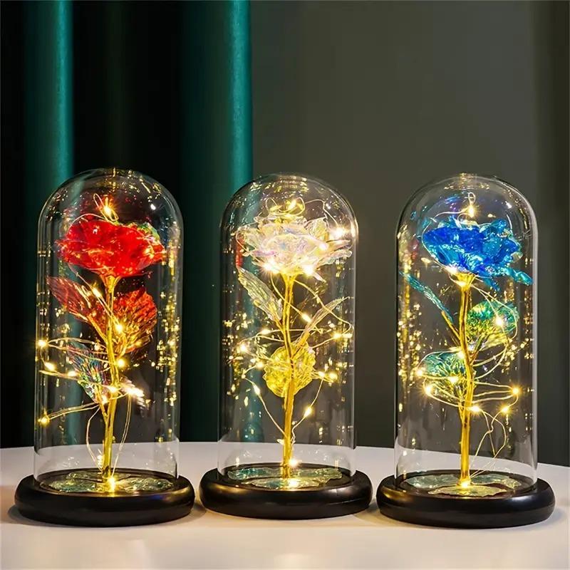 LED Simulation Rose Eternal Flower Light Beautiful Realistic Looking Night Light Party Supplies For Mother's Day Valentine's Day