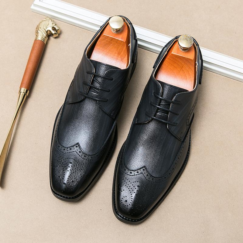 

Модный бренд Мужская деловая свадебная обувь для свиданий Кожаная формальная обувь Классический ретро стиль Обувь броги Качество Джентльмен Элегантная обувь Оксфорды 38 чёрный