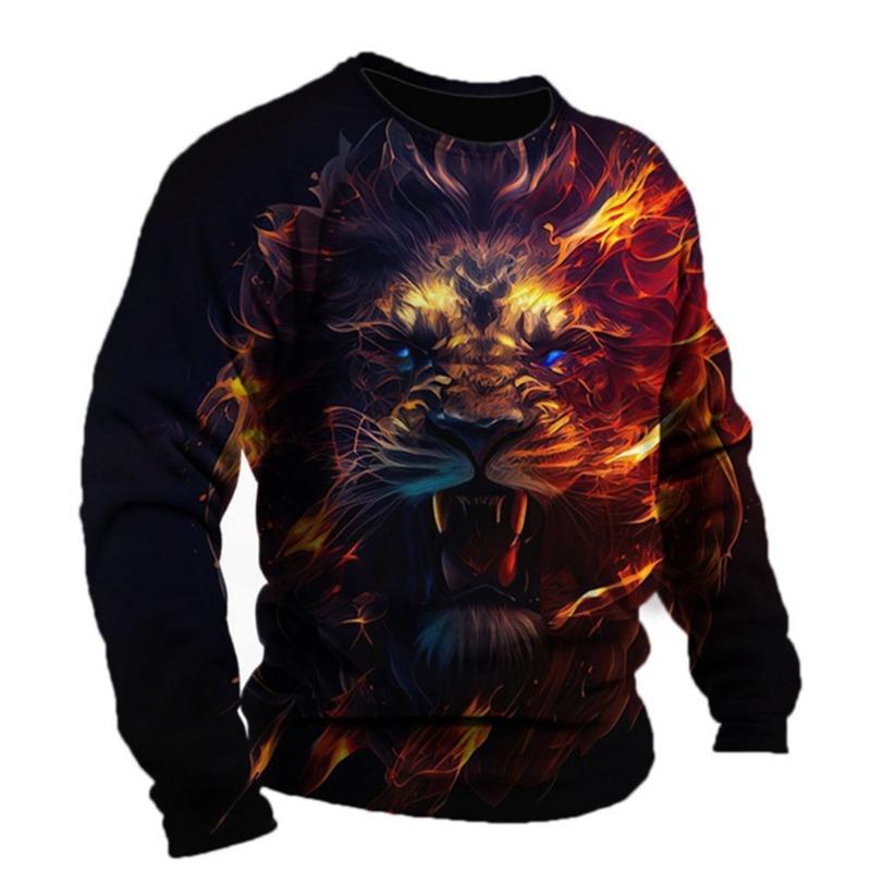 Camiseta de Manga Larga Retro para Hombre Camisa con Estampado de Animales Ropa con Patrón de Animales Ropa Urbana Top de Manga Talla Grande para Hombre XS-5XL
