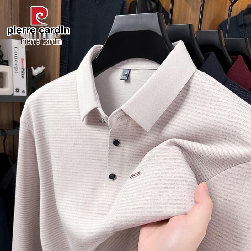 

Pierre Cardin Men s Striped Collar Long Sleeve Polo T-Shirt 4XL
