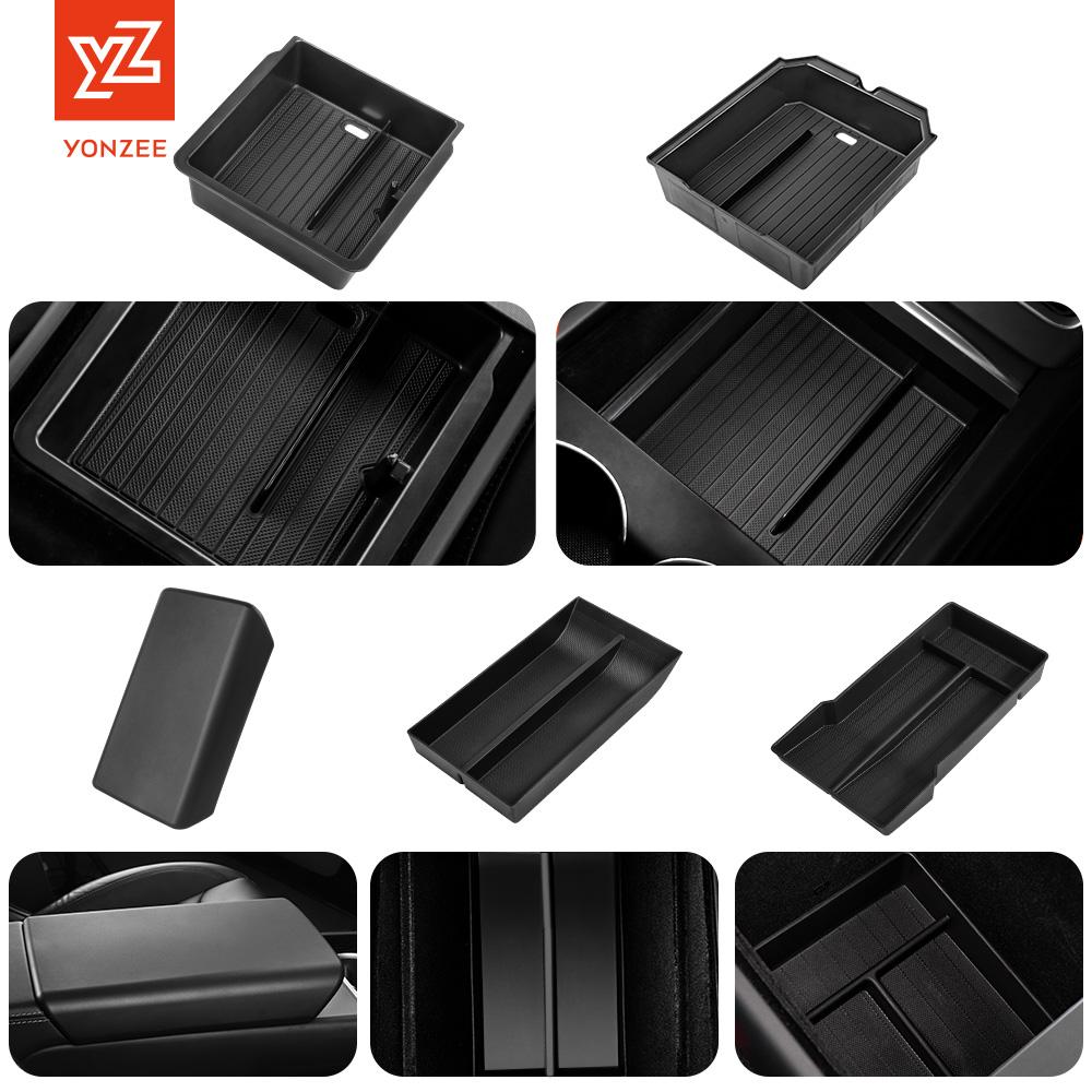 YZ For Tesla Model Y 2025 Juniper Model 3 Highland Console & Armrest Upper and Lower Storage Box Watercup Holder Charging Pad