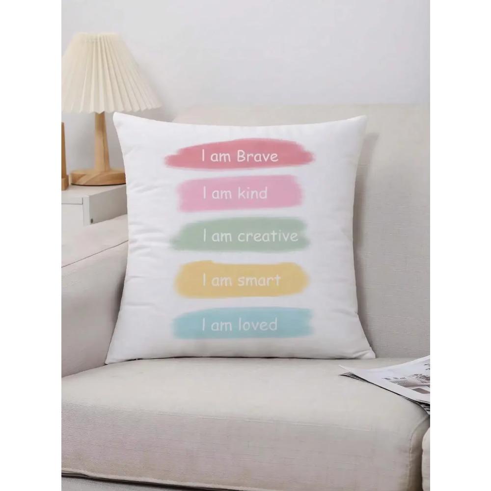 Colorful Doodle Letter Pattern Pillowcase Fabric Velvet Cushion Cover for Sofa Home Super Soft Peach Skin Pillow Case 45x45cm