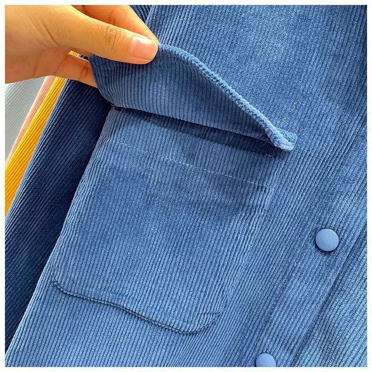 Women's Velvet Corduroy Shirt Jacket - Simple & Fashionable, Perfect for Spring and Autumn