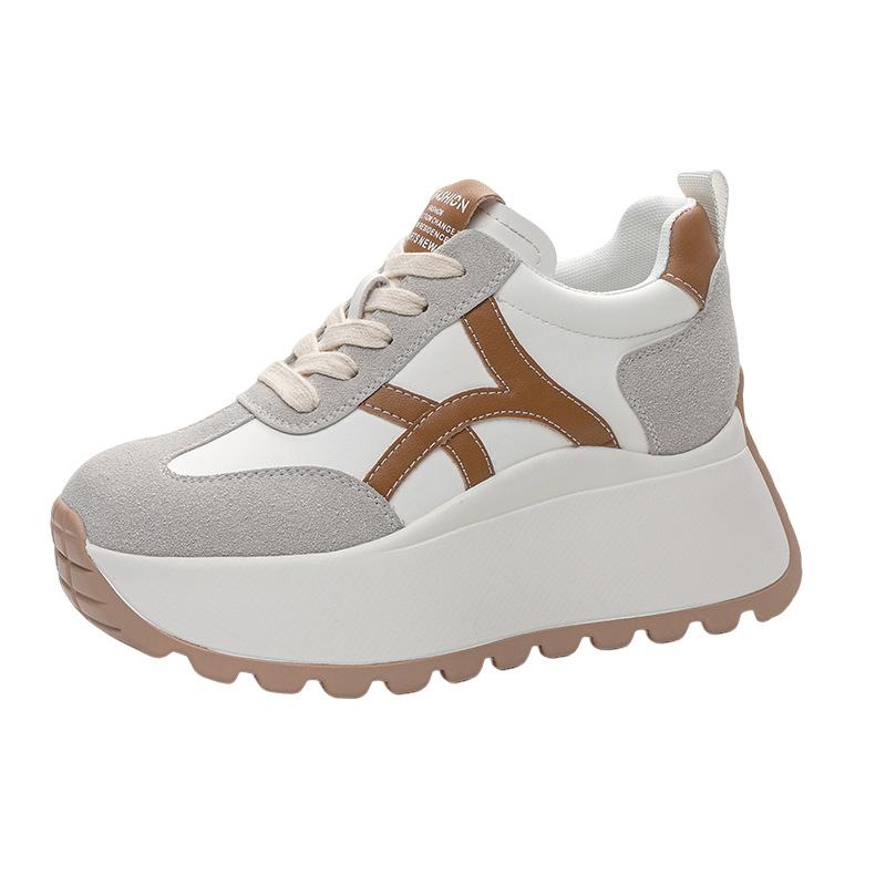 Inner height-increasing sneakers women's 2025 autumn versatile and thin soft-soled dad shoes small casual thick-soled muffin shoes