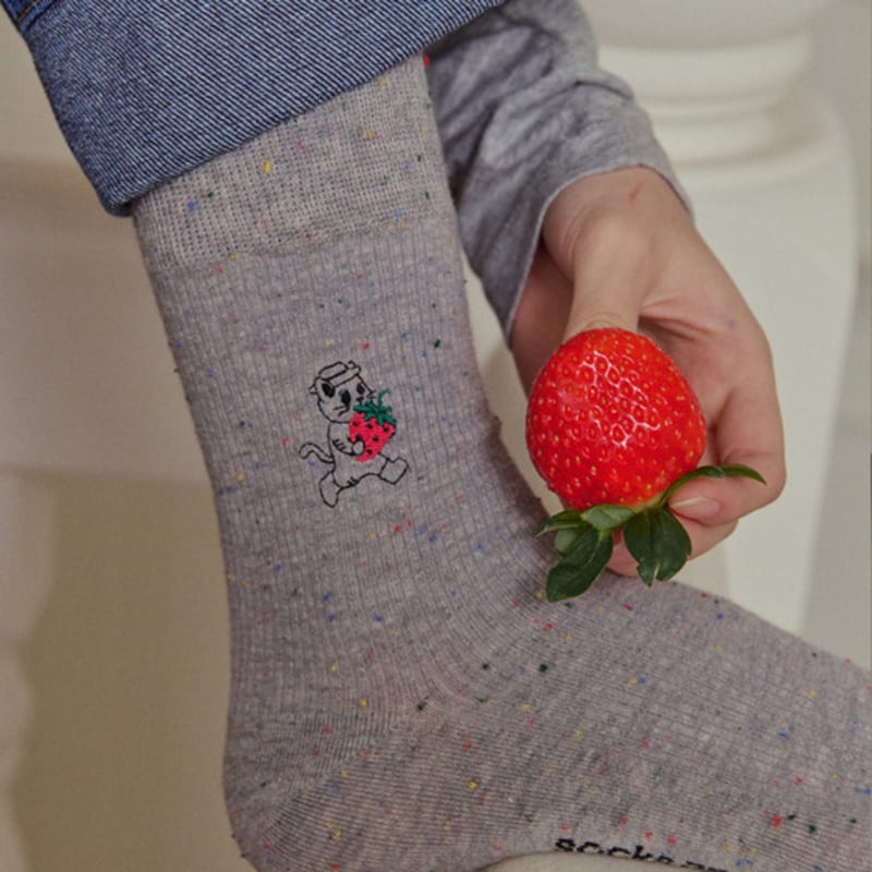 

SOCKS APPEAL rib embroidery strawberry cat M
