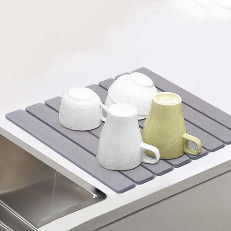 Non-Slip Bathroom Mat Diatomite Floor Mats Quick Absorbent House Entrance Mat Foldable Diatom Mud Bath Mat
