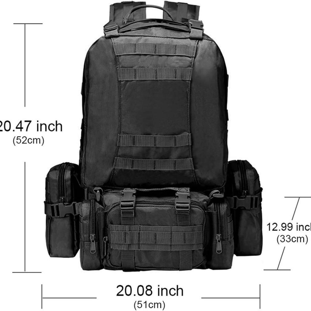 Tactical Backpack for Men Women, Large Waterproof Military Backpack Detachable Molle Backpack Army Assault Pack (Khaki)