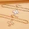 Hammered Cross Pendant Paperclip Chain Necklace Bold Statement Necklace for Women