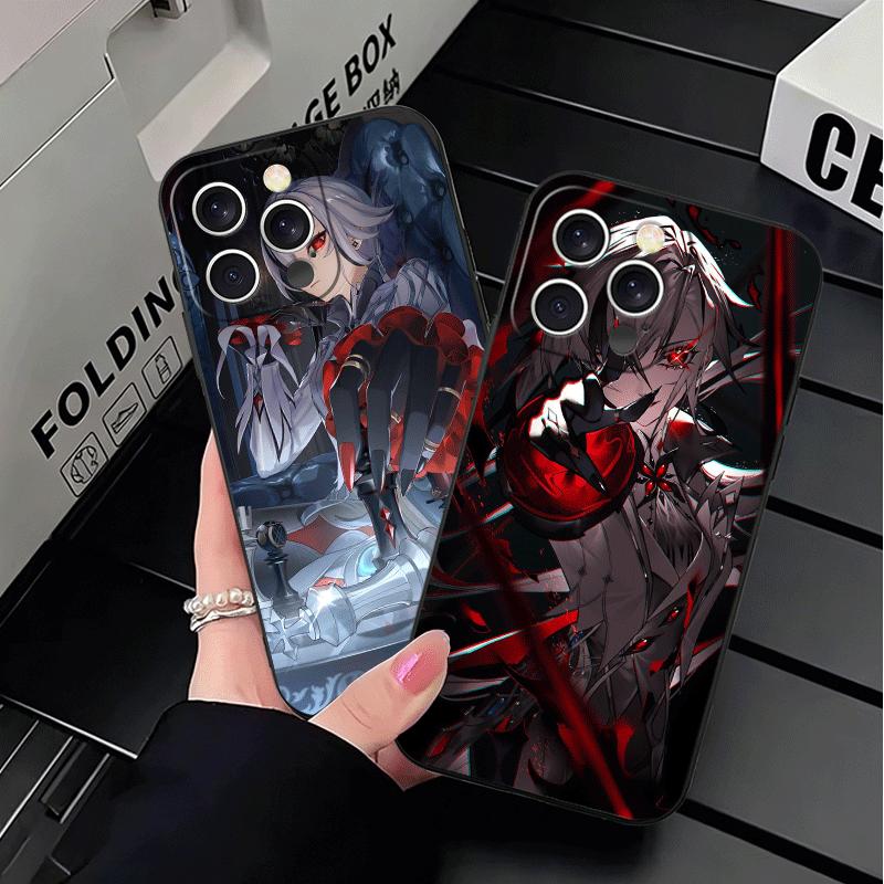 Genshin Impact Arlecchino Soft Phone Case for iPhone 16 16E 17 Air 15 Pro Max 14 Plus 13 Mini 11 12 7 Black Cover Back Shell