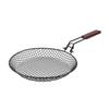 Foldable Steel Carbonl Grill Basket Perforated Non Stick Grilled Vegetable Net with Folding Wooden Handle Reusable