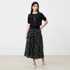 Same solid color round neck short sleeved knitted T-shirt for women in the shopping mall, thin waist collection casual top for summer 2026