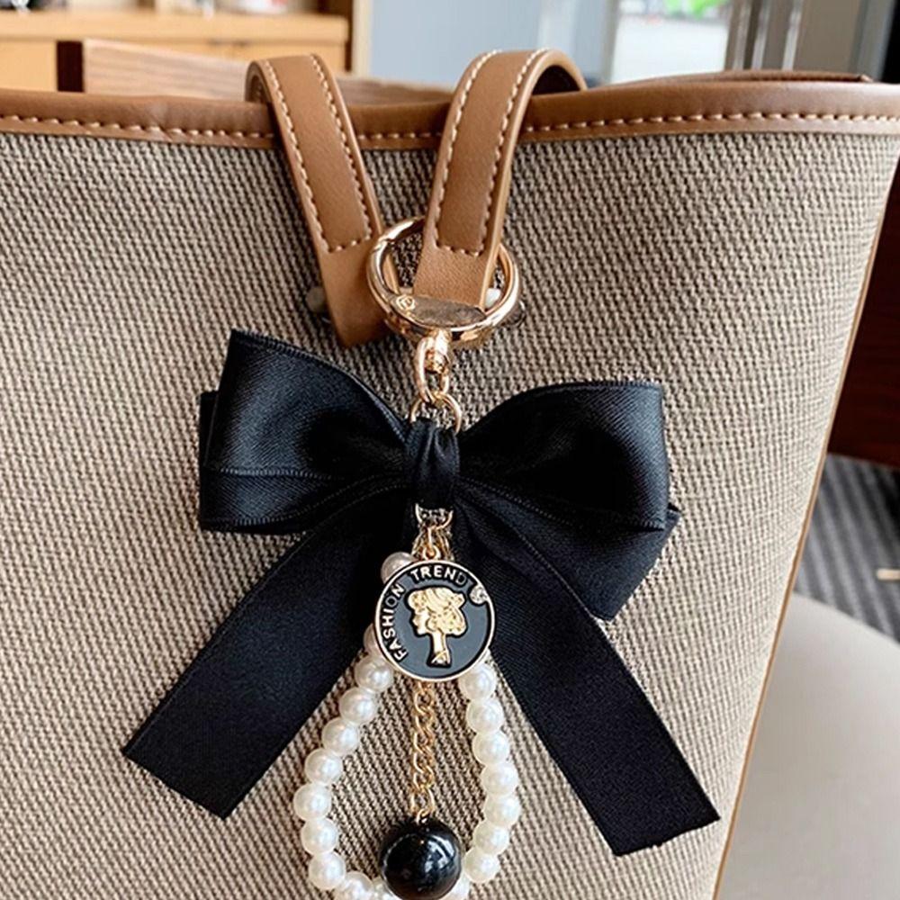 Large Bowknot Bowknot Key Chain Multi-color Pearl Bow Hanging Ornament Heart Shape White Bowknot Charm Keychain Gift Giving