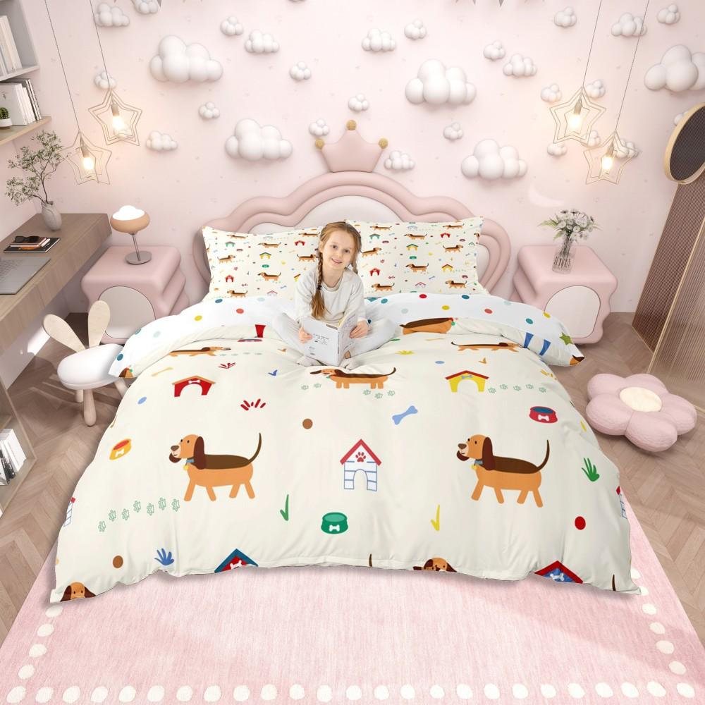 Homewish Juego de Funda Nórdica Princesa Sirena Soñadora Para Niños Juego de Cama Castillo de Cuento de Hadas Juego de Cama Reversible Escama de Pez Morada