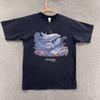VINTAGE Playacar T Shirt Men Large Blue Mexico Aquatic Nature Dolphins Graphic