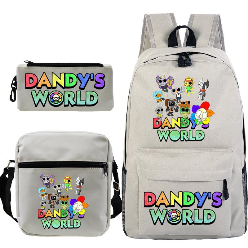 Neue Dandy-Welt Peripherie Druck Schultasche Student Lässige Federtasche Umhängetasche Dreiteiliges Set