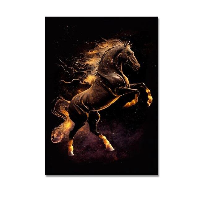 Abstract Running Horse with Fire Canvas Painting Modern Animal Pictures Poster and Prints Wall Art for Home Living Room No Frame