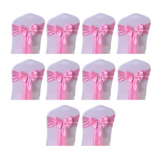 10Pcs Chair Back Flower Satin Chair Tie Bow DIY Bow Tying Banquets Parties Weddings Decoration Chair Styling Accessories