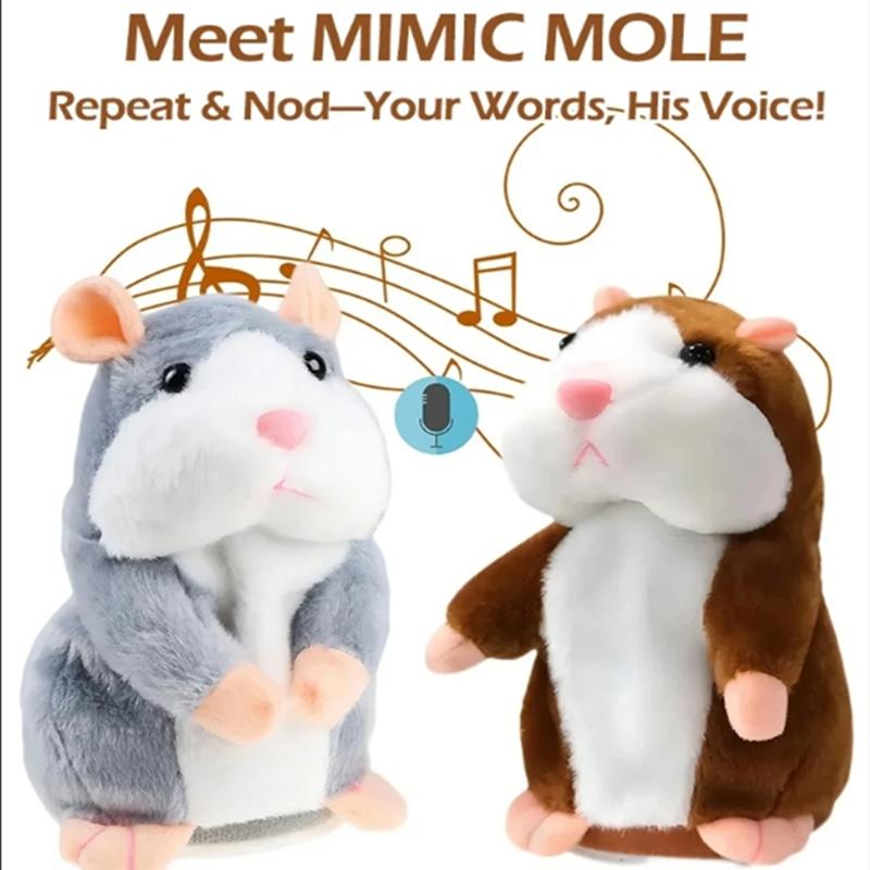 Hamster Learn To Imitate Talking,Funny Animal Plush Toy Talking Nod Hamster Doll Soothing Crying Baby Toy Kids Gift