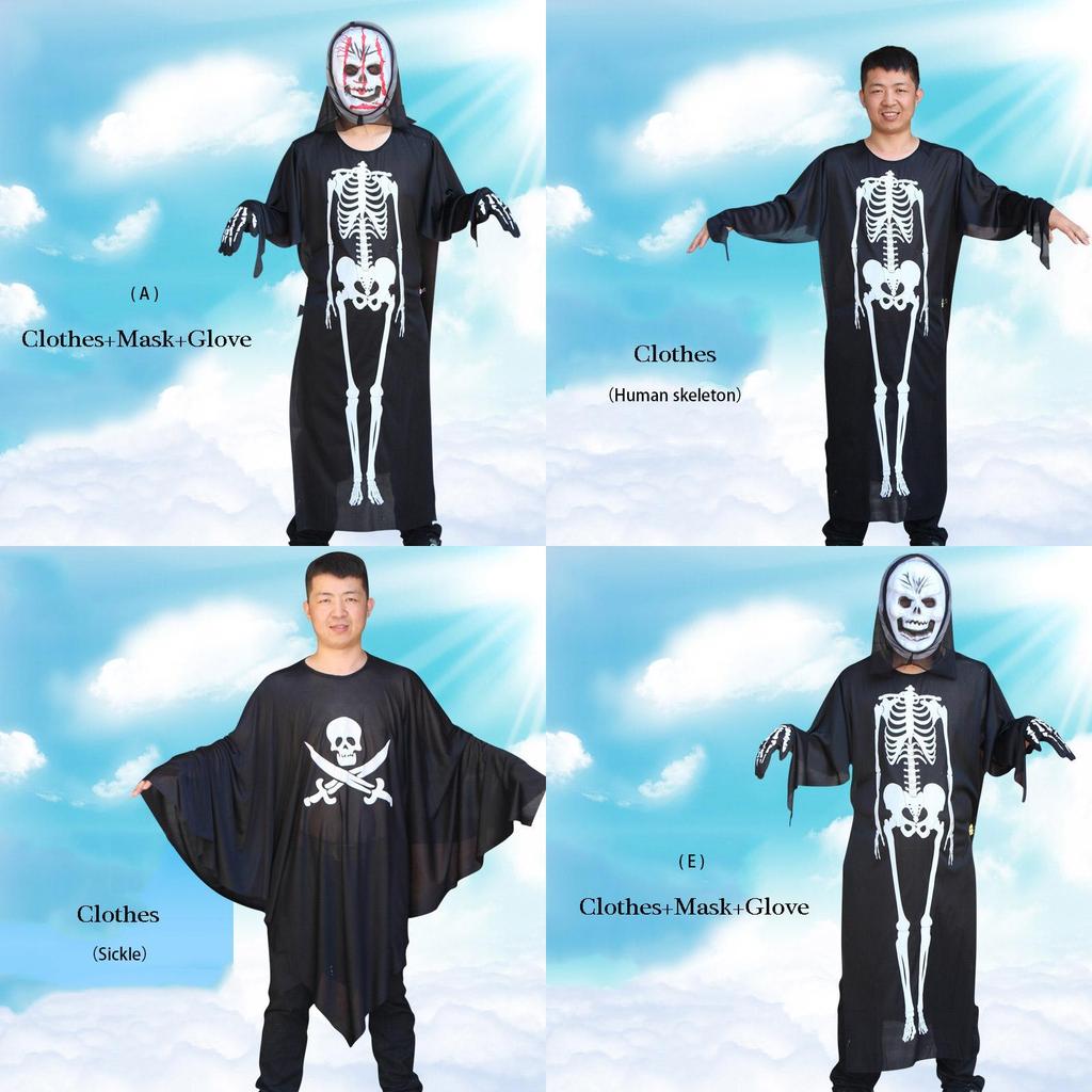 Premium Quality Halloween Costume Masquerade With Human Skeleton Ghost And Devil Mask