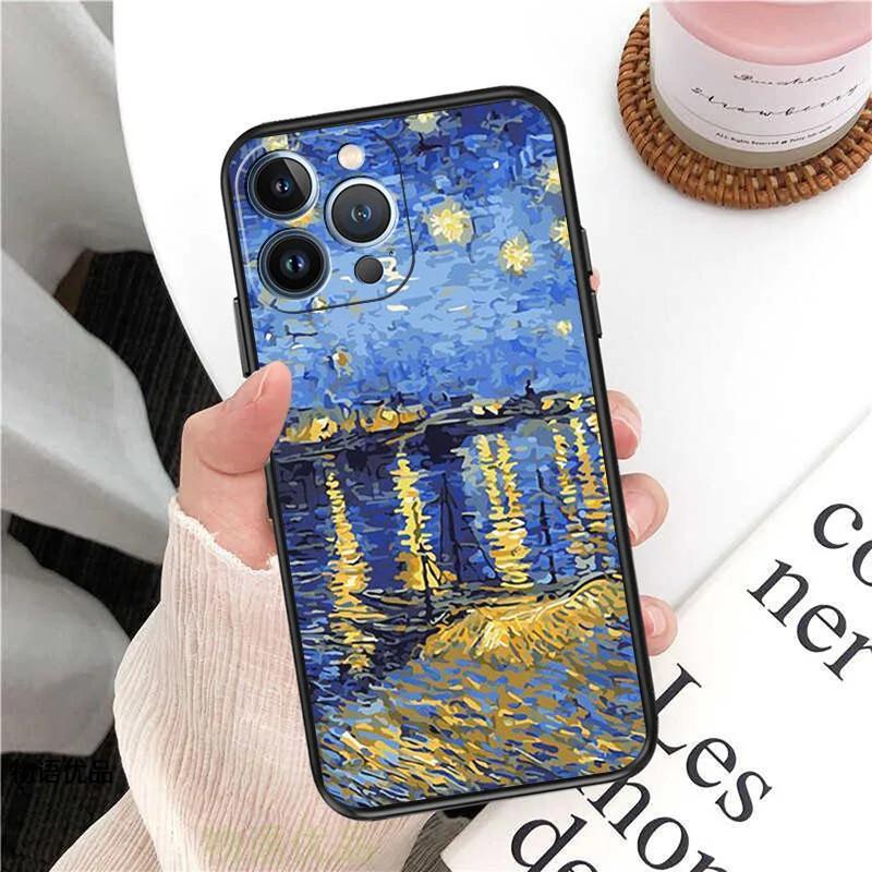 iPhone15 Mobile Phone Case Van Gogh Starry Night Mobile Phone Case Is Painted and Anti-drop for Anti-drop Mobile Phone Case.