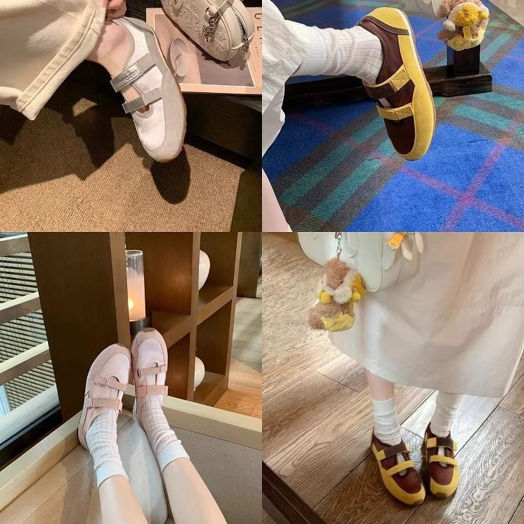 Grape Mom Studiolee Double Velcro Soft Sole Soft Surface Ballet Single Shoes Mary Jane Sports Casual Shoes Women