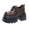 Fashion 10CM Heels Women's High Platform Leather Shoes New 2025 Autumn Chunky Sneakers Female Lace-up Loafers Walking Shoes Woman