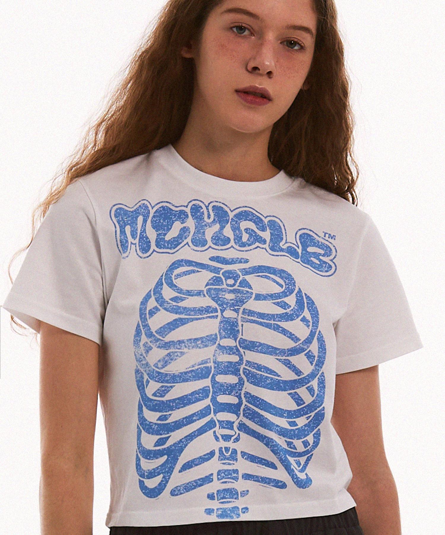 Match Glove Vintage Bones Crop Top (White) White/Free