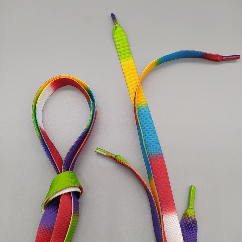 

Яркие радужные и белые шнурки: Красочные 7-цветные и белые варианты, ширина 1,2 см, толстая вязка крючком. 100cm (1 pair)
