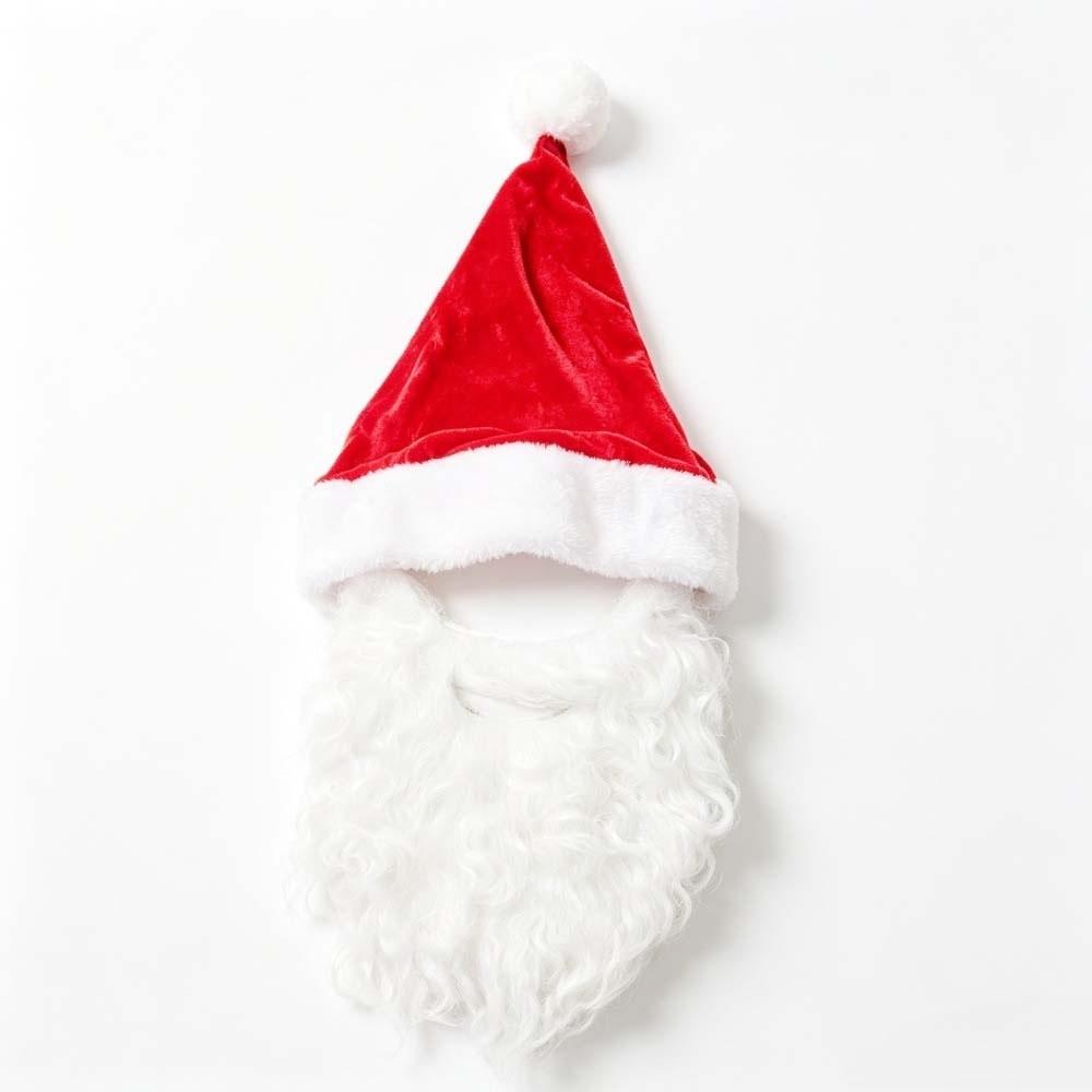 Fake Beard Plush Xmas Cap Long Plush Festive Party Cap Christmas Santa Hat  Stage Performance
