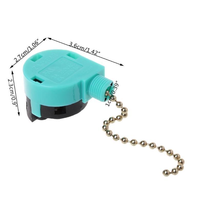 24TE 3A/250V 6A/125V Zipper Switch 3 Speed Pull Chain Control Nickel Fan Wall Switch