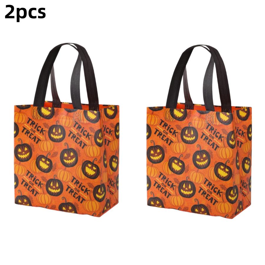 1/2pcsHalloween Gift Bag Pumpkin Tote Bag Party Candy Bag Foldable Non-Woven Shopping Bag Chocolate Snack Storage Bag