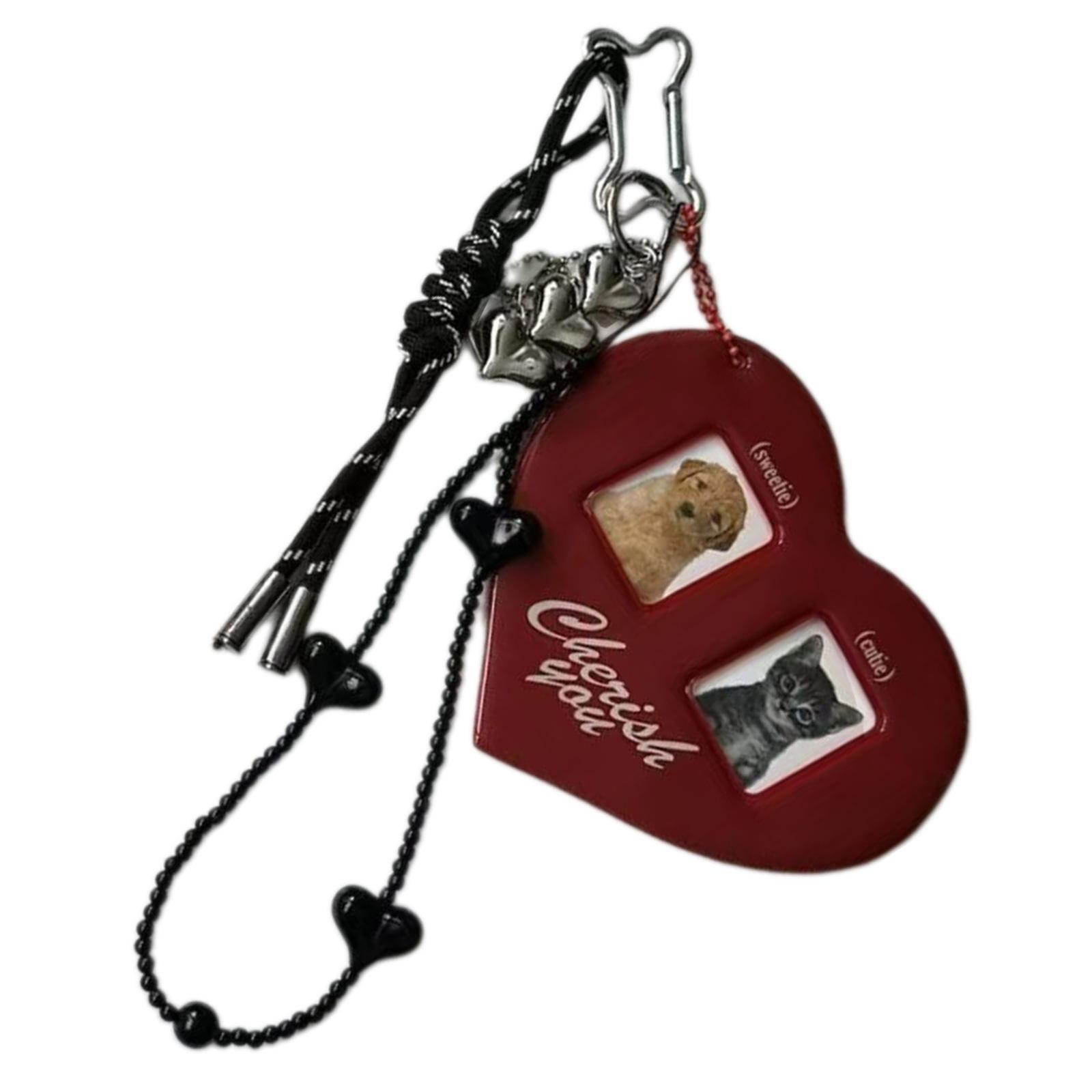 Elegant Heart Keychain Pendant Practical Heart Card Pouches Pendant Keychain Charm for Keeping Cards Organized 1 красный