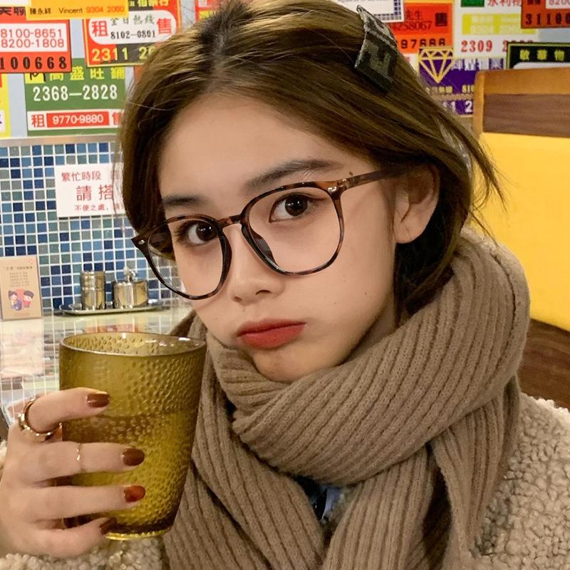 Anti-Blue Flat Mirror Plain Artifact Polygonal Glasses Large Frame Glasses