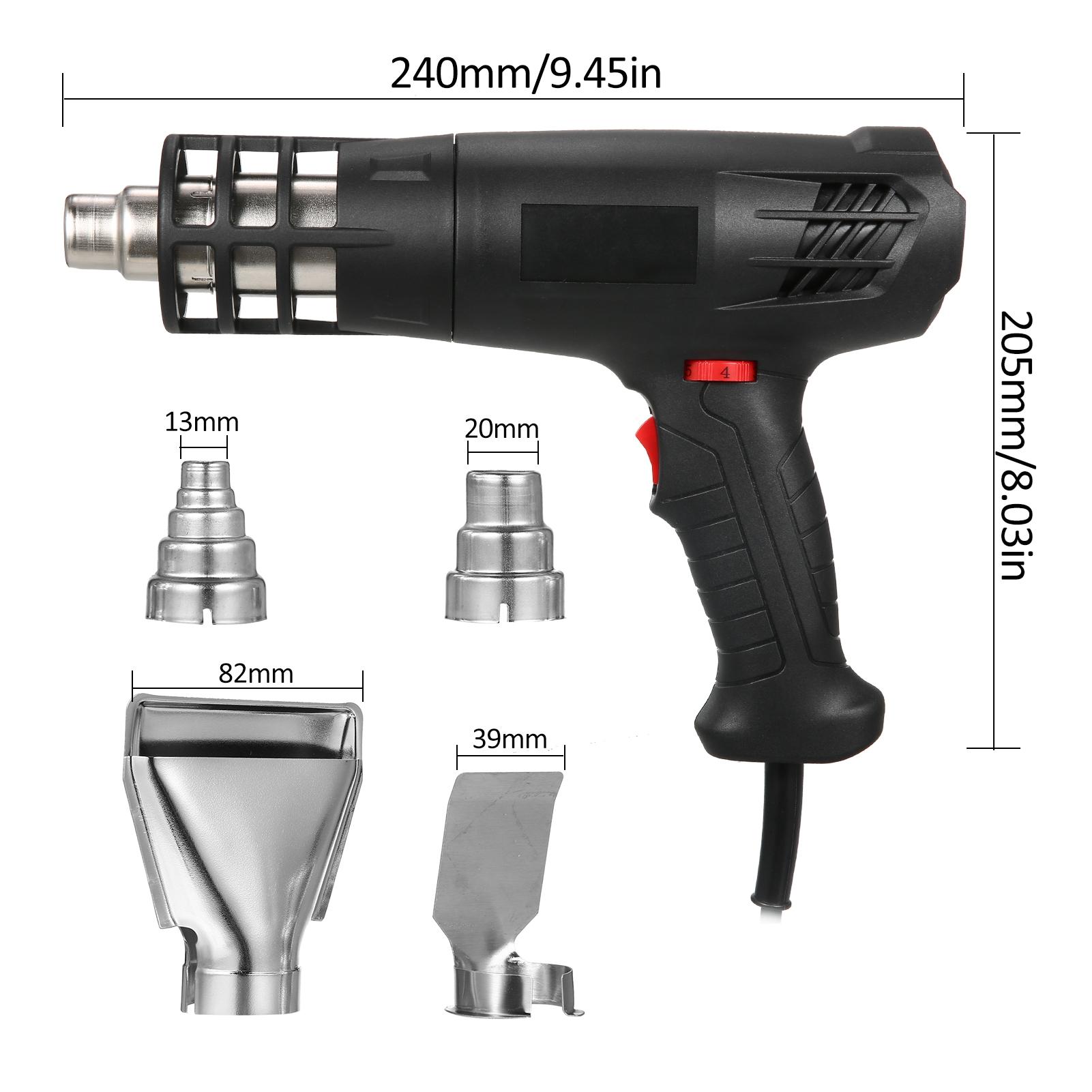 

Hot Air Heating Machine Temperatures Adjustable Handheld Heating Device Portable Hot Air Heating Machine 1600-2000W 60~600℃ EU чёрный