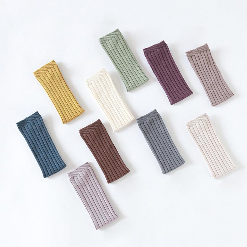 Soft Cotton Ribbed Knee High Socks for Baby Toddler Kids Breathable Solid Long Leg Warmers for Newborn Boys and Girls
